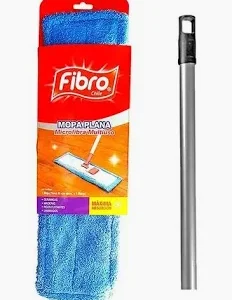 Set Mopa Plana De Microfibra Fibro Con Mango Color Azul